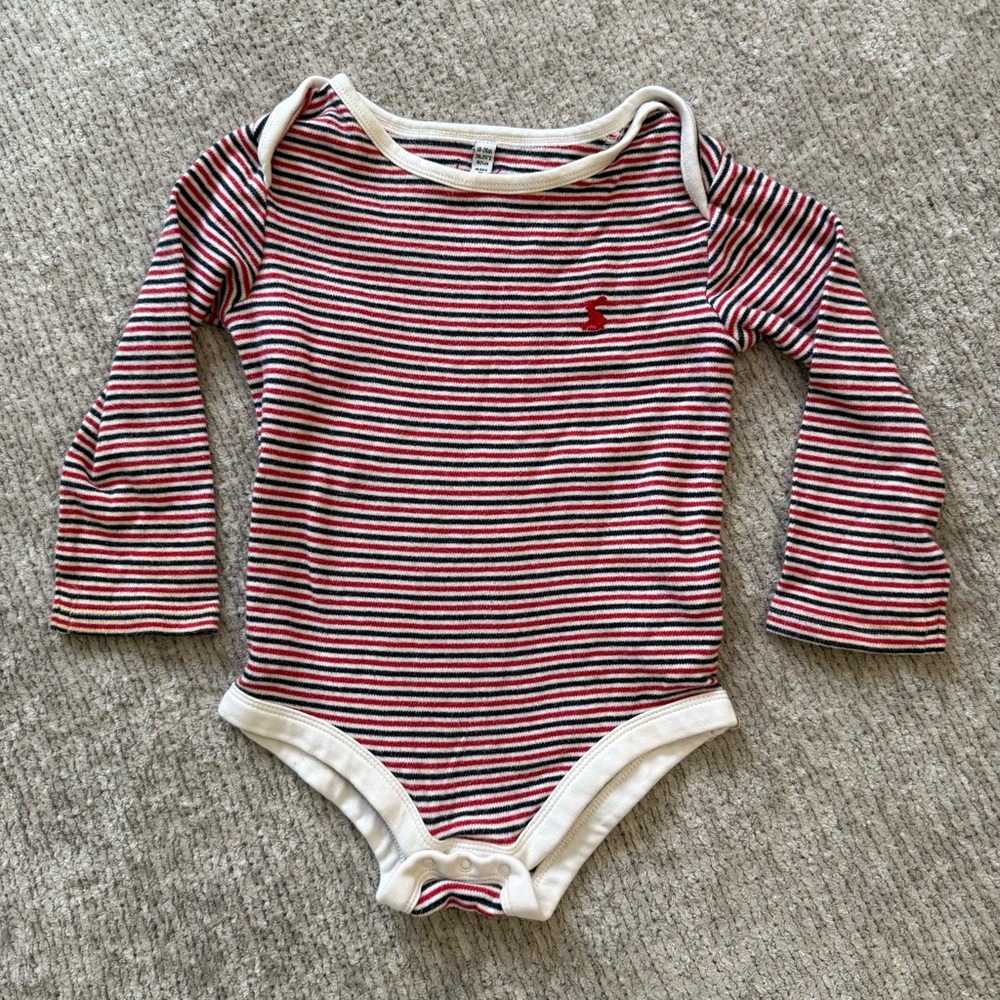 Joules Baby Striped‎ Long Sleeve Bodysuit Red White Blue 18–24M